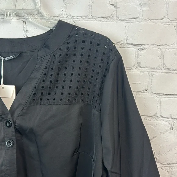 BloomChic Black Cut Out Button Down Top Plus Size 1X - Picture 3 of 7